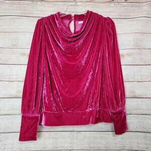 Anthropologie x BTFL-life Velvet Pullover Blouse Pink Women's Size XS
